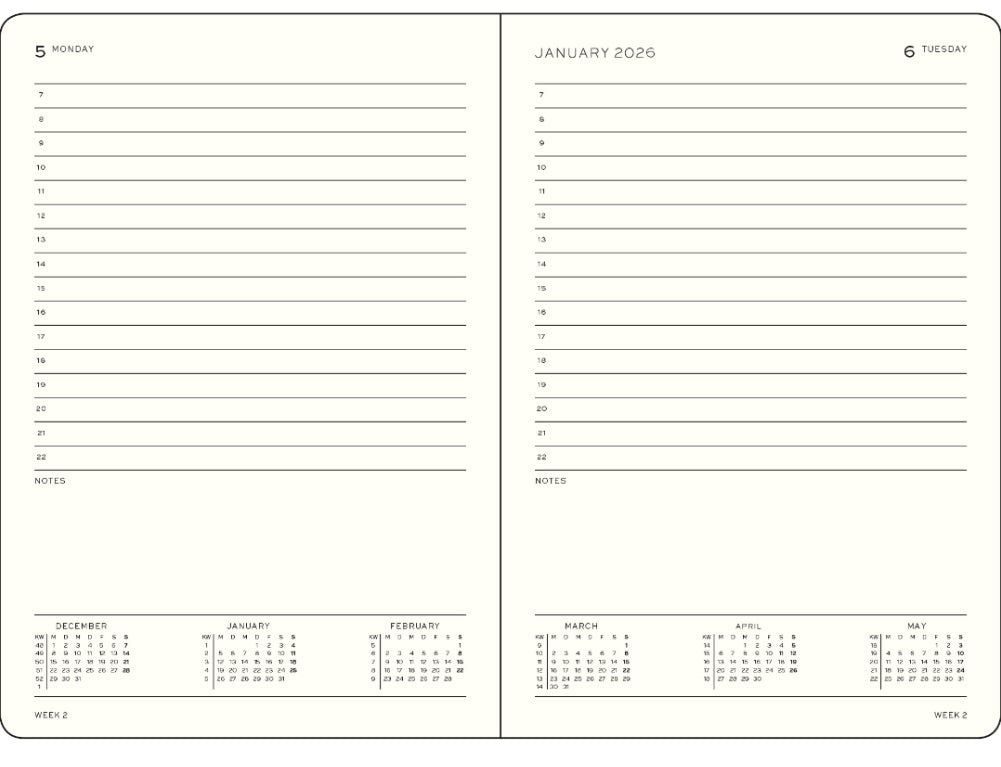 LEUCHTTURM1917 Daily Planner 2026 Pocket (A6) English - Port Red - Blesket Canada