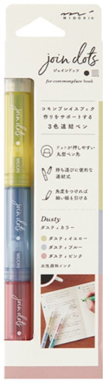 Midori Join Dots Pen (3-Color Dot Marker) - Dusty - Blesket Canada