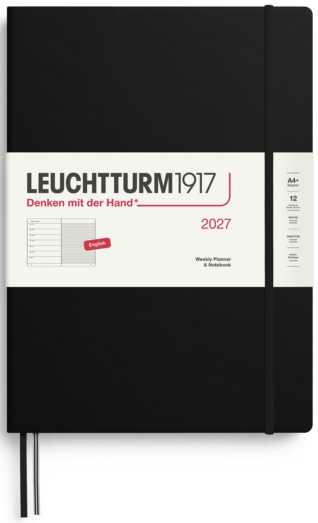 LEUCHTTURM1917 Weekly Planner & Notebook 2027 Master (A4+) English - Black - Blesket Canada