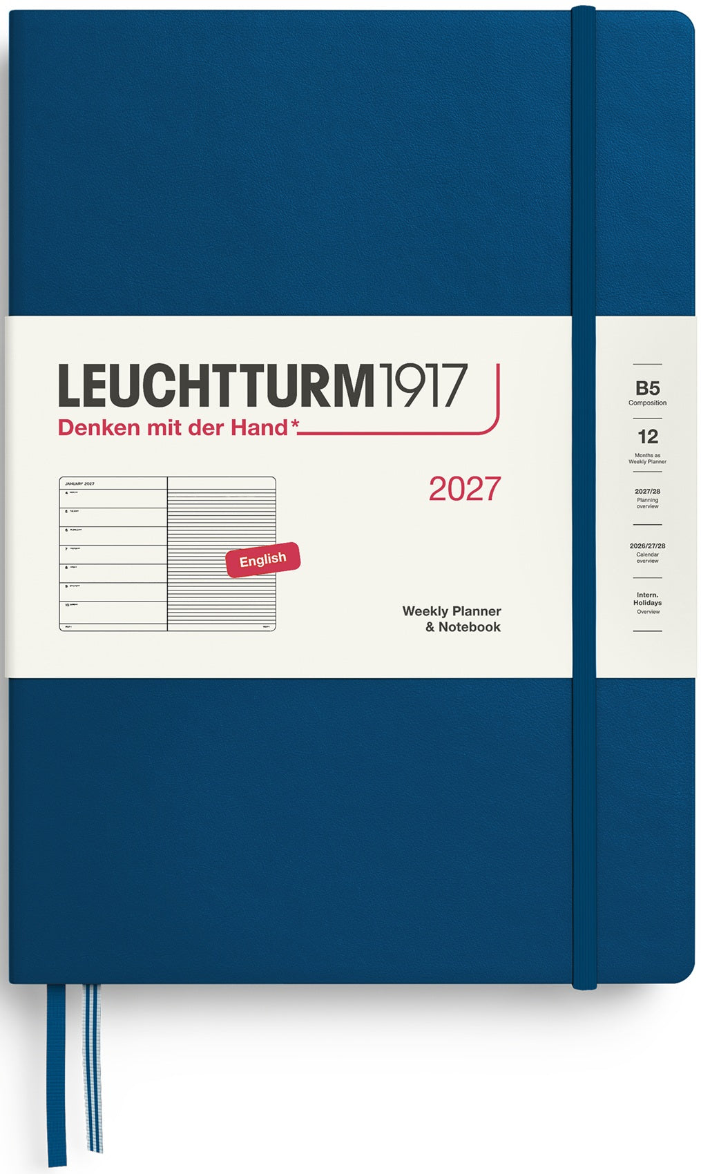 LEUCHTTURM1917 Weekly Planner & Notebook 2027 Composition (B5) English - Indigo - Blesket Canada