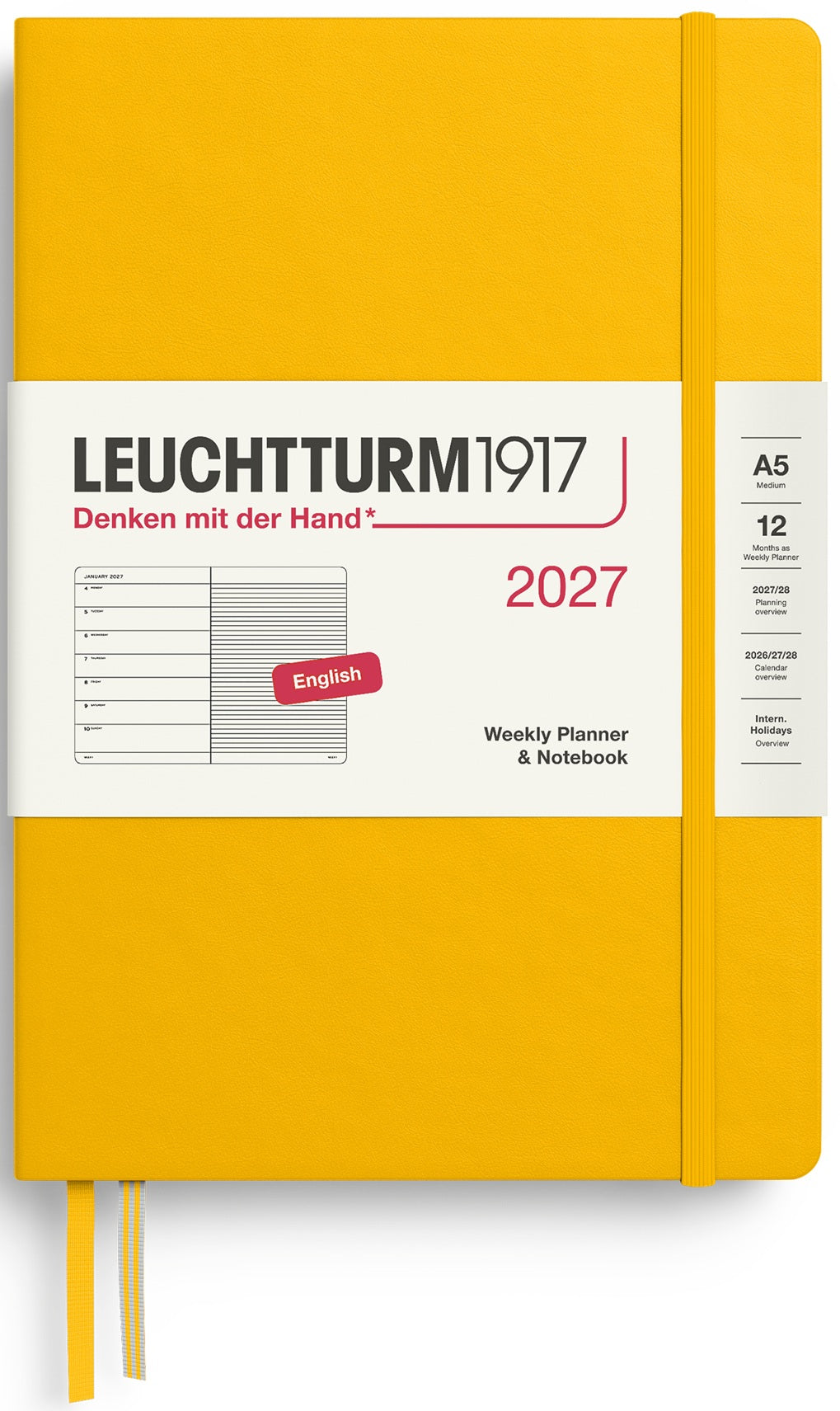 LEUCHTTURM1917 Weekly Planner & Notebook 2027 Medium (A5) English Ruled - Sunflower - Blesket Canada