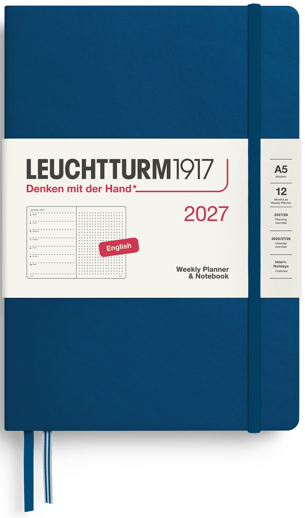 LEUCHTTURM1917 Weekly Planner & Notebook 2027 Medium (A5) English Dotted - Indigo - Blesket Canada
