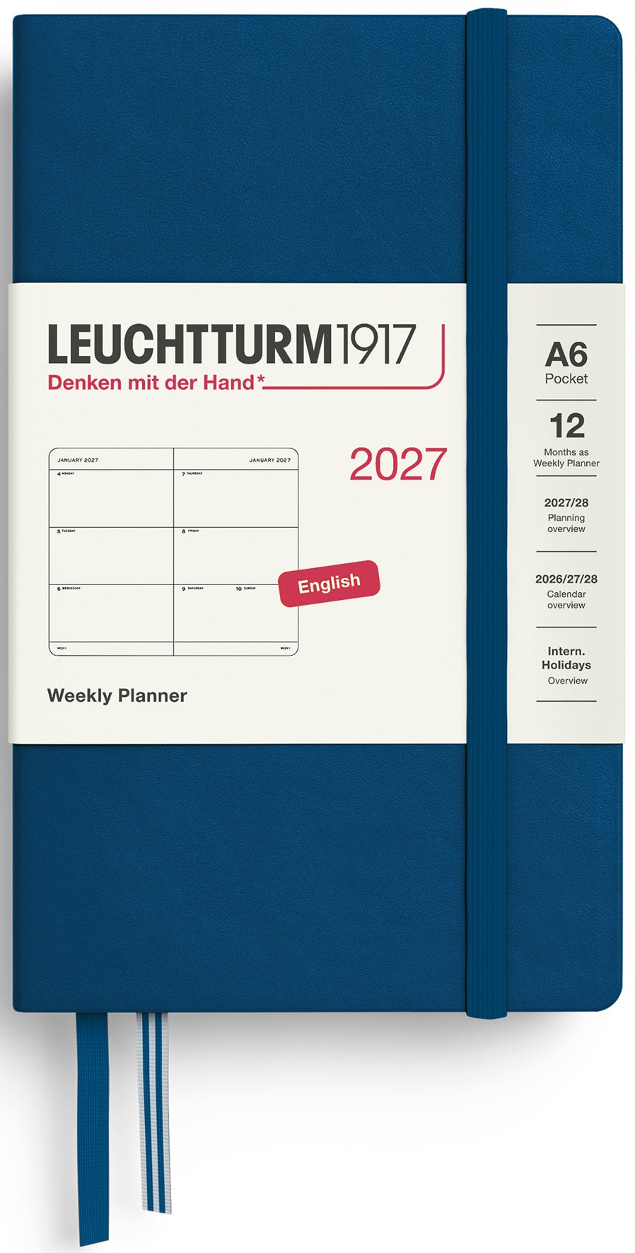 LEUCHTTURM1917 Weekly Planner 2027 Pocket (A6) English - Indigo (Softcover) - Blesket Canada
