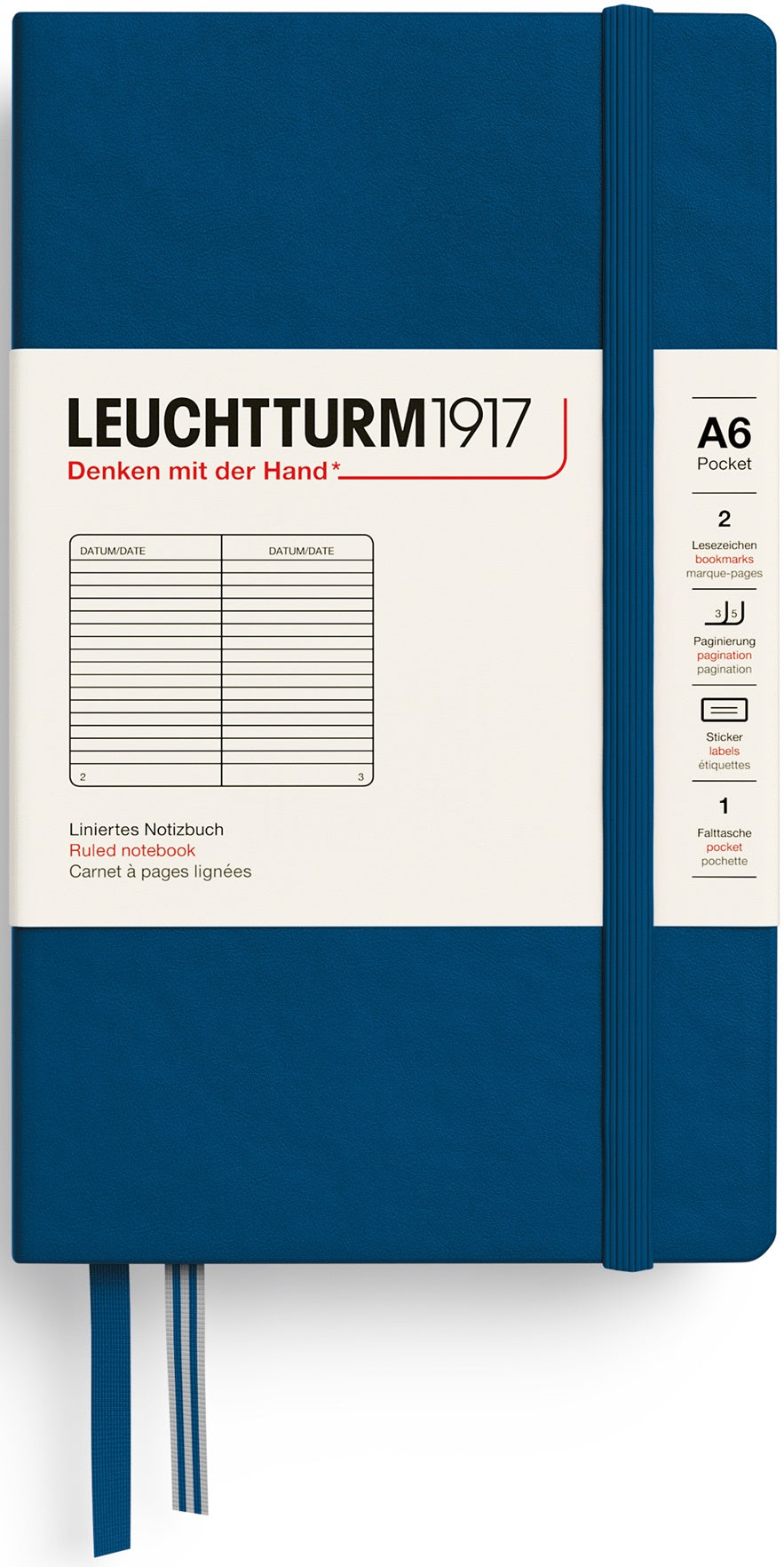 LEUCHTTURM1917 Hardcover Ruled Notebook 187 Pages Pocket A6 Indigo - Blesket Canada