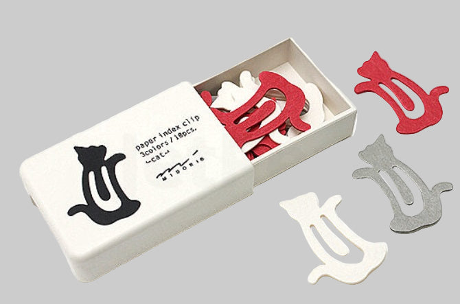 Midori Paper Index Clips - Cat - 3 Colors (18 Pieces) - Blesket Canada