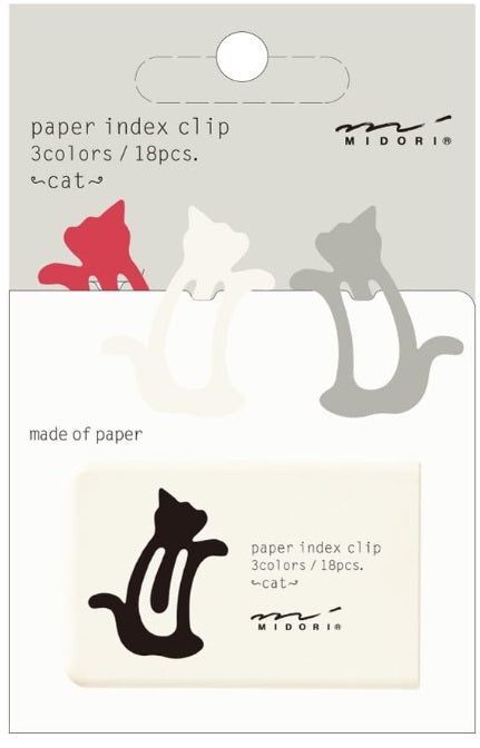 Midori Paper Index Clips - Cat - 3 Colors (18 Pieces) - Blesket Canada