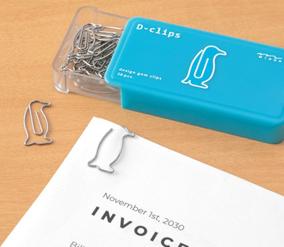 Midori D-Clips Paper Clips - Penguin - Blesket Canada