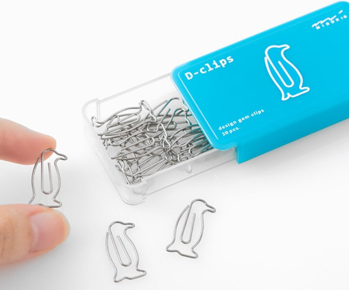 Midori D-Clips Paper Clips - Penguin - Blesket Canada