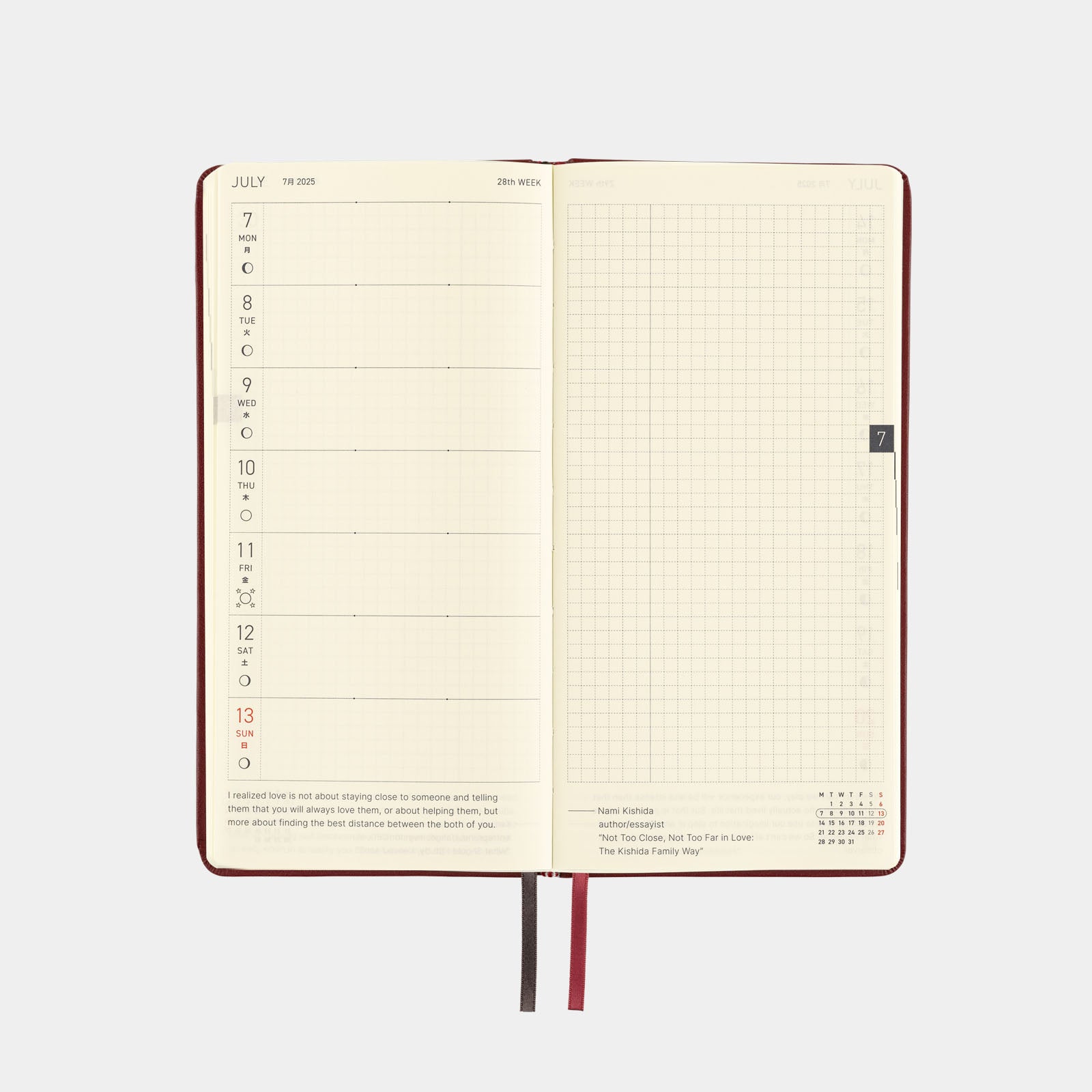 Hobonichi Techo Weeks English 2025 - Leather: Pomegranate - Blesket Canada