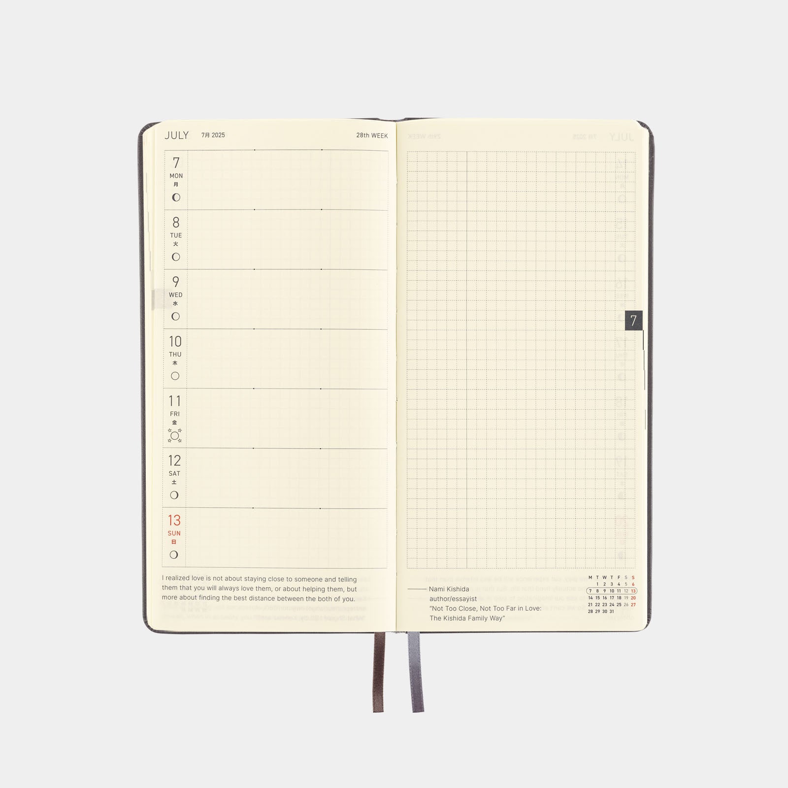 Hobonichi Techo Weeks English 2025 - Leather: Steel Gray - Blesket Canada