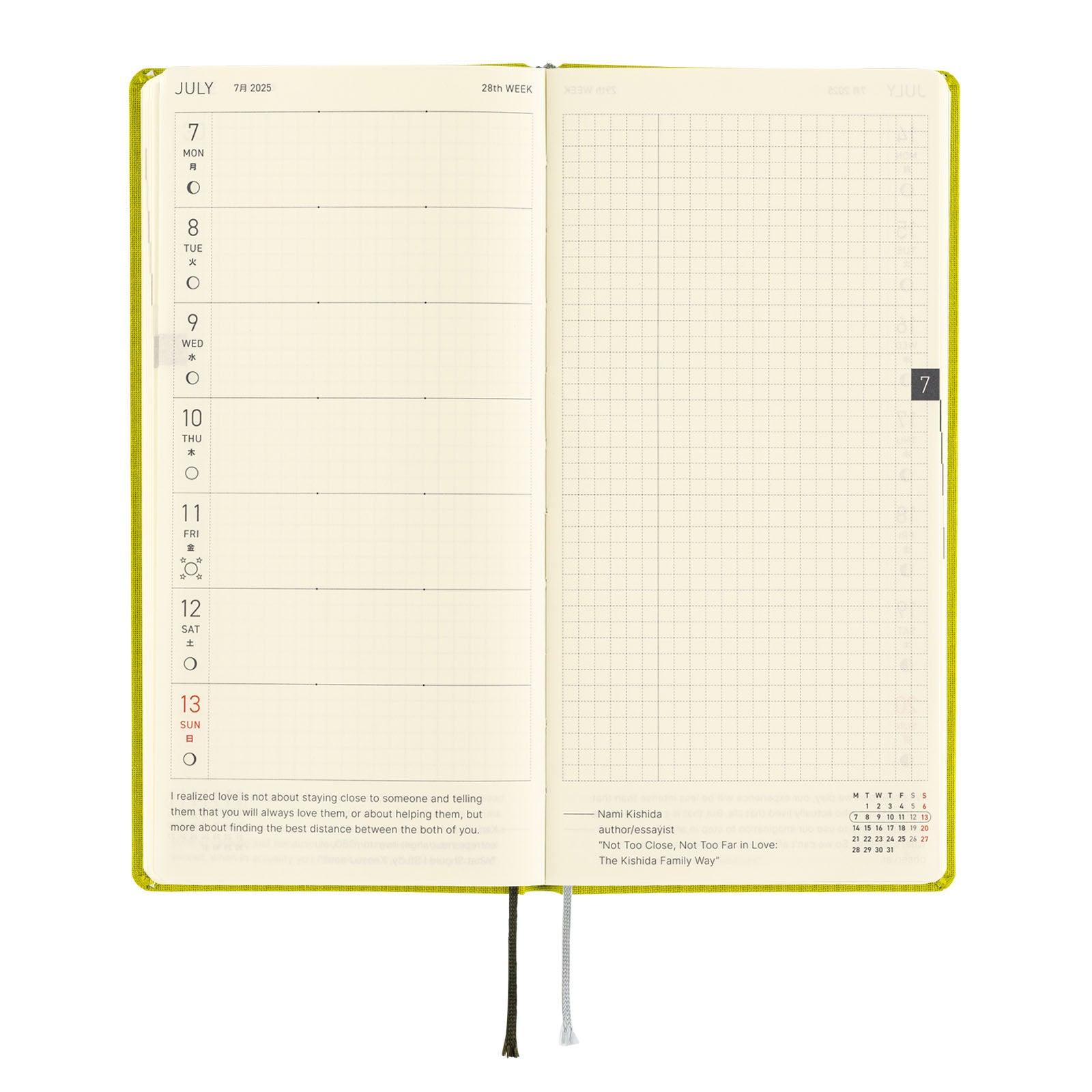 Hobonichi Techo 2025 Weeks Mega (English Edition) Colors: Pistachio - Blesket Canada