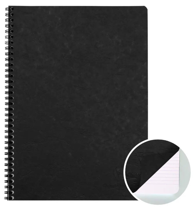 Clairefontaine Age-Bag Wirebound Notebook Lined Medium - Black A4 - 100 pages - Blesket Canada