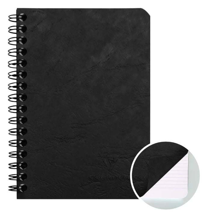 Clairefontaine Age-Bag Wirebound Notebook Lined Pocket Size - Black - 100 pages - Blesket Canada