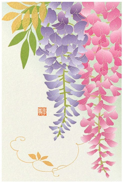 Midori Designphil Postcard 025 Wisteria Pattern - 5 Sheets - Blesket Canada