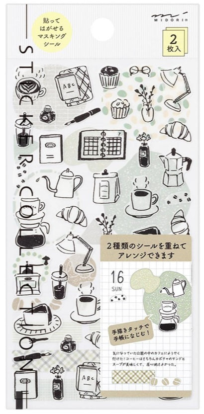 Midori Stickers – Two Sheets Monotone Café - Blesket Canada