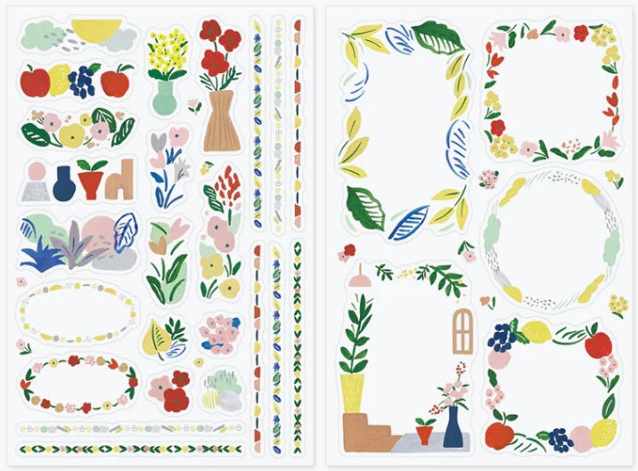 Midori Yuru Log Decoration Sticker 2 Sheets - Motif Textile - Blesket Canada