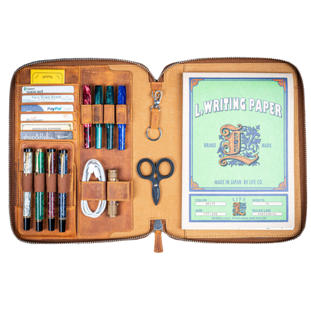 Galen Leather Zippered Leuchtturm1917 B5 & Extra Large Moleskine Folio - Crazy Horse Brown - Blesket Canada