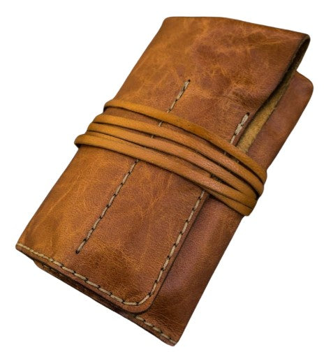 Galen Leather - Leather Pen Roll – Rustic Brown - Blesket Canada