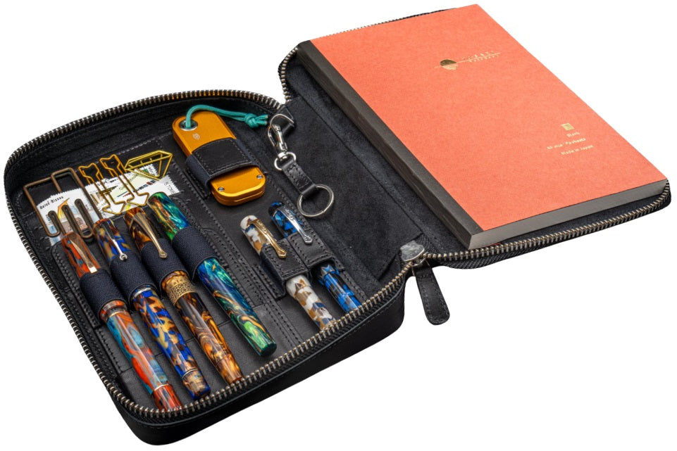 Galen Leather Expansi-Folio Wide A5 Zip Folio - Black - Blesket Canada