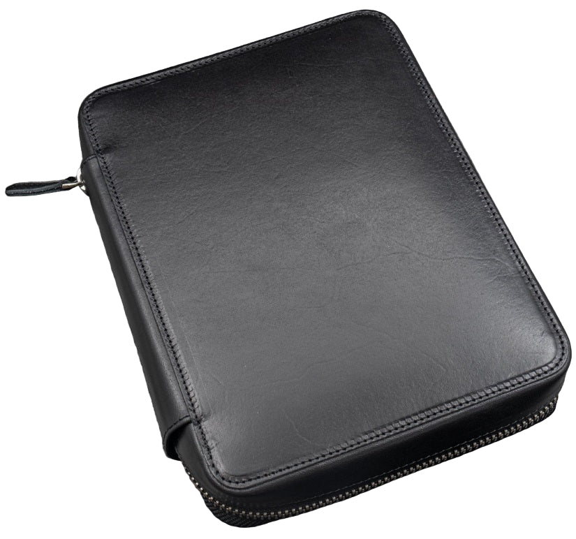 Galen Leather Expansi-Folio Wide A5 Zip Folio - Black - Blesket Canada