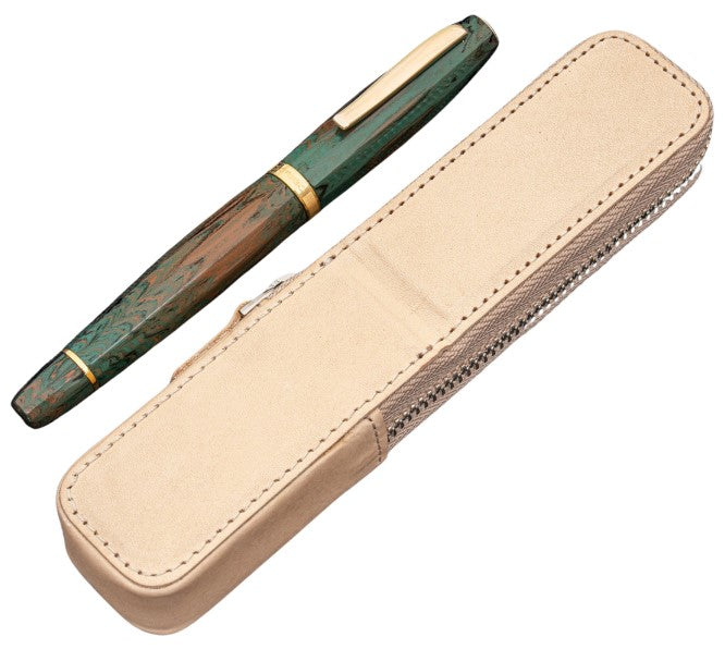 Galen Leather Zippered Magnum Opus Single Hard Pen Case for Oversized Pens & Namiki Emperor – Undyed - Blesket Canada