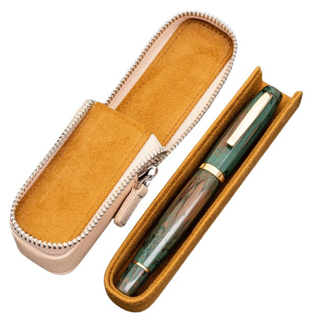 Galen Leather Zippered Magnum Opus Single Hard Pen Case for Oversized Pens & Namiki Emperor – Undyed - Blesket Canada