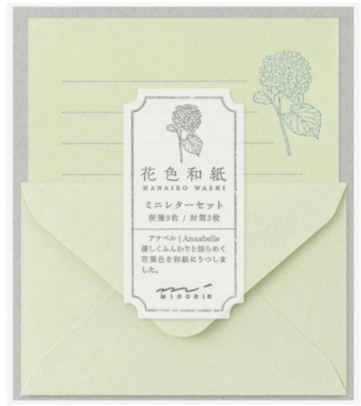 Midori Hanairo Washi Mini Letter Set 940 Annabelle – Green - Blesket Canada