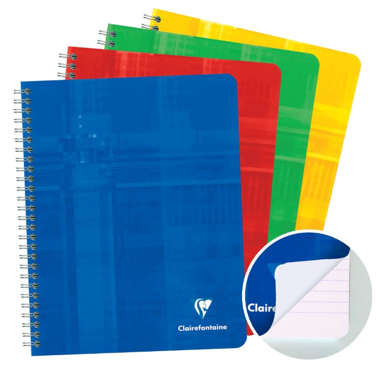 Clairefontaine Wirebound A5+ Notebook Lined+Margin 120 Pages - Assorted Covers - Blesket Canada