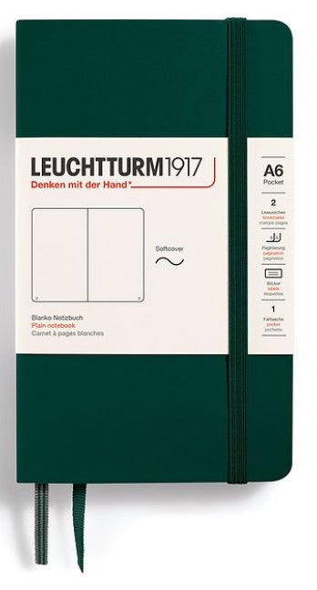 LEUCHTTURM1917 Softcover Pocket Notebook A6 Plain - Forest Green - Blesket Canada