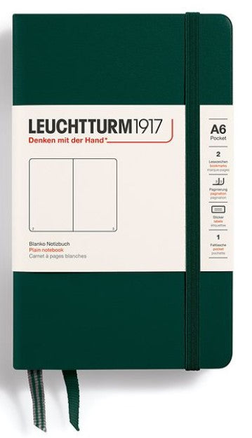 LEUCHTTURM1917 Pocket Notebook (A6) Hardcover Plain - Forest Green - Blesket Canada