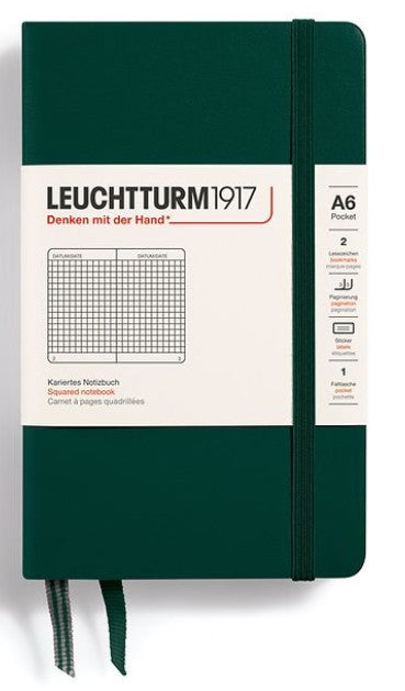 LEUCHTTURM1917 Pocket Notebook (A6) Hardcover Squared - Forest Green - Blesket Canada