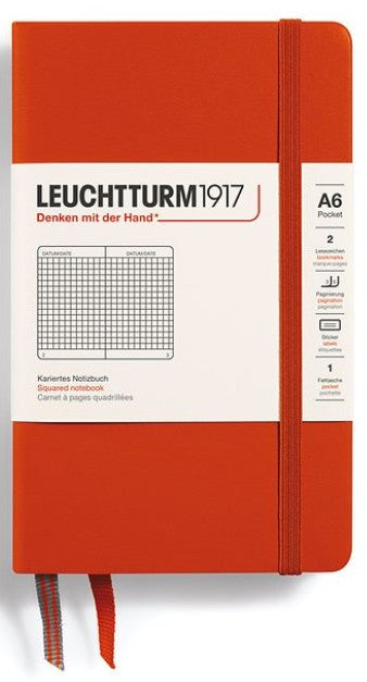LEUCHTTURM1917 Pocket Notebook (A6) Hardcover Squared - Fox Red - Blesket Canada