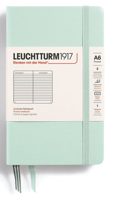 LEUCHTTURM1917 Pocket Notebook (A6) Hardcover Ruled - Mint Green - Blesket Canada