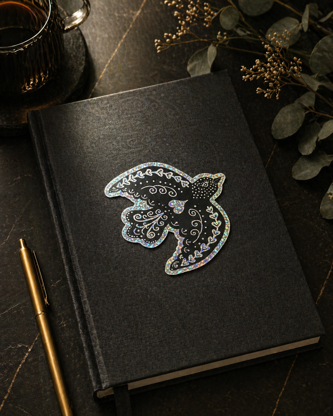 Hello Lovely Little Lovely Glitter Sticker – Black Glitter Folk Bird - Blesket Canada