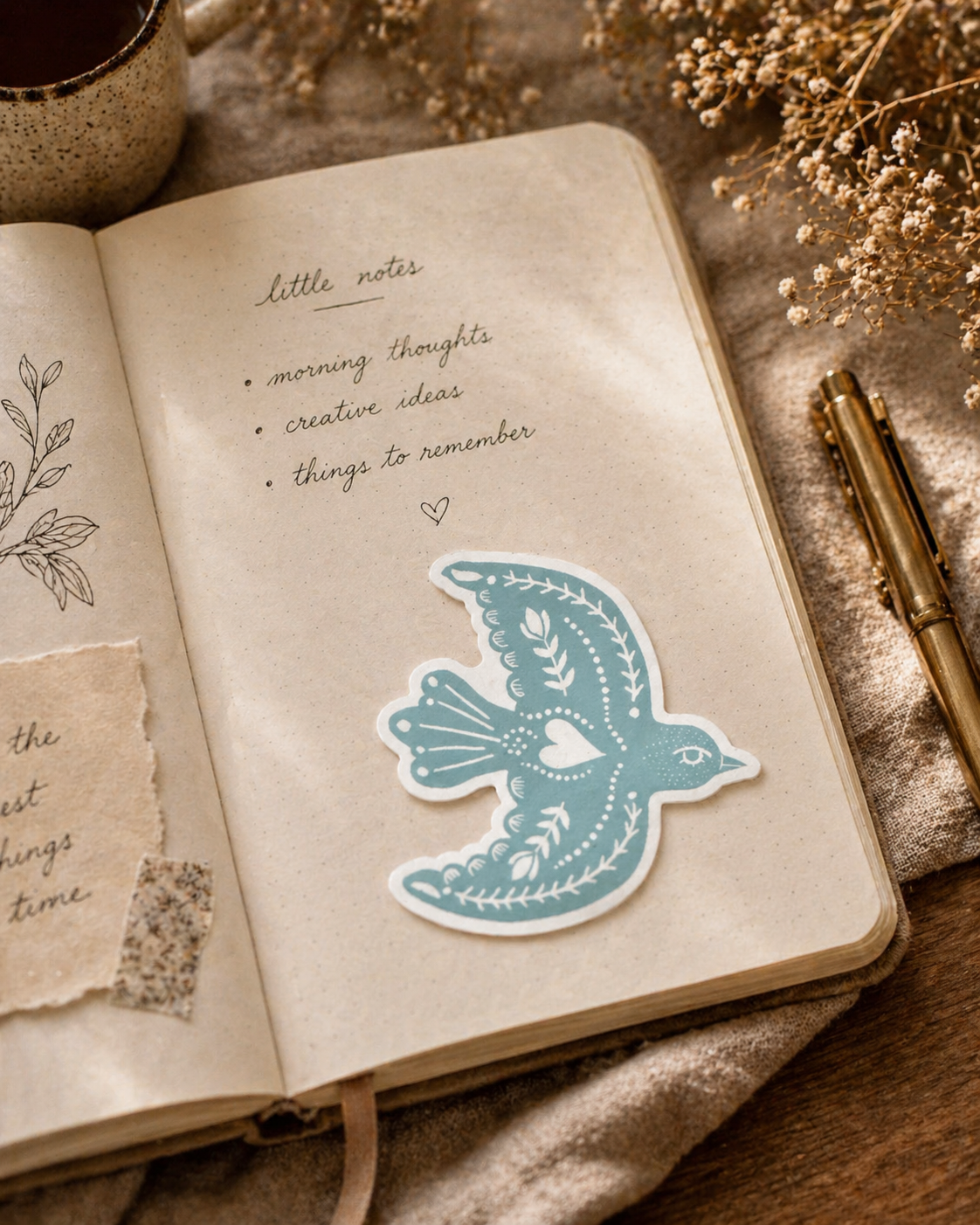 Hello Lovely Little Lovely Sticker – Blue Folk Bird - Blesket Canada