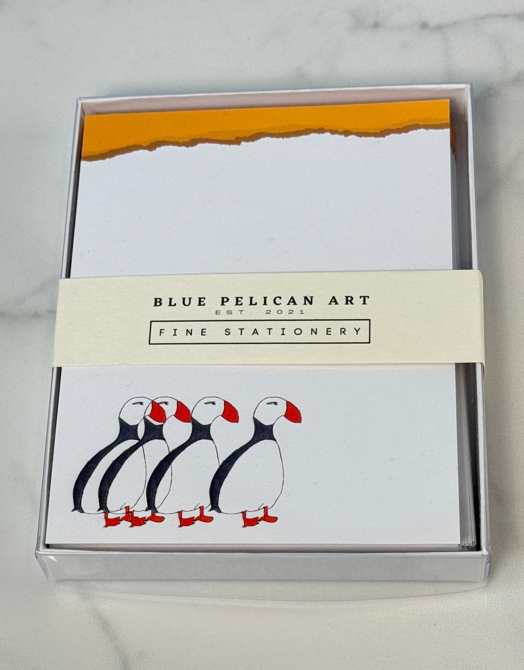 Blue Pelican Art Fine Stationary Note Cards - Penguins - Blesket Canada