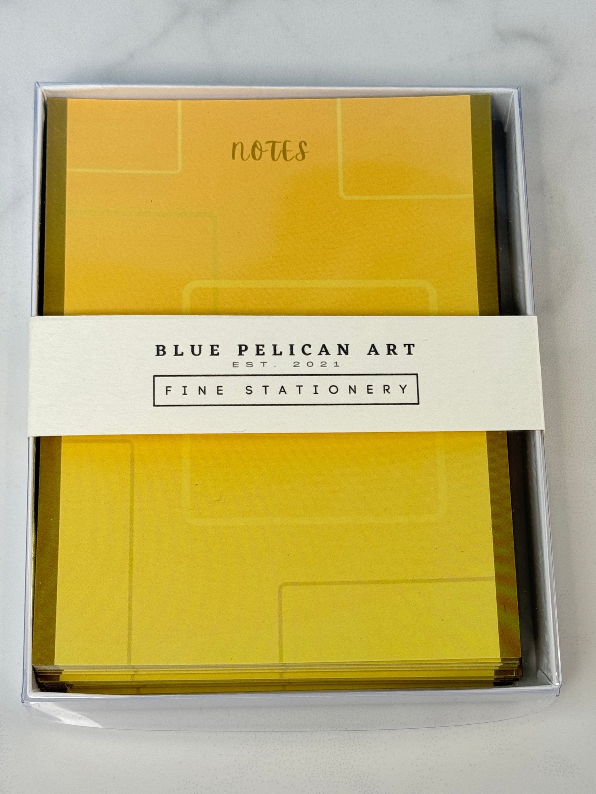 Blue Pelican Art Fine Stationary Note Cards - Yellow Geometric - Blesket Canada