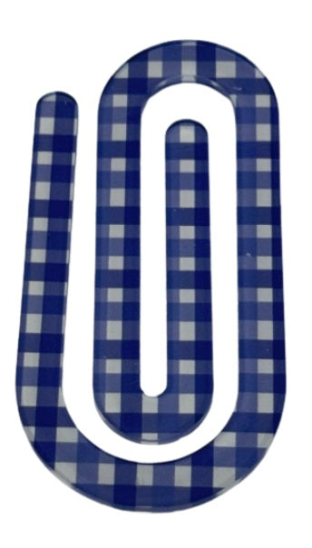 Hello Lovely Creative Stationery Bookmark Clip - Blue Gingham - Blesket Canada