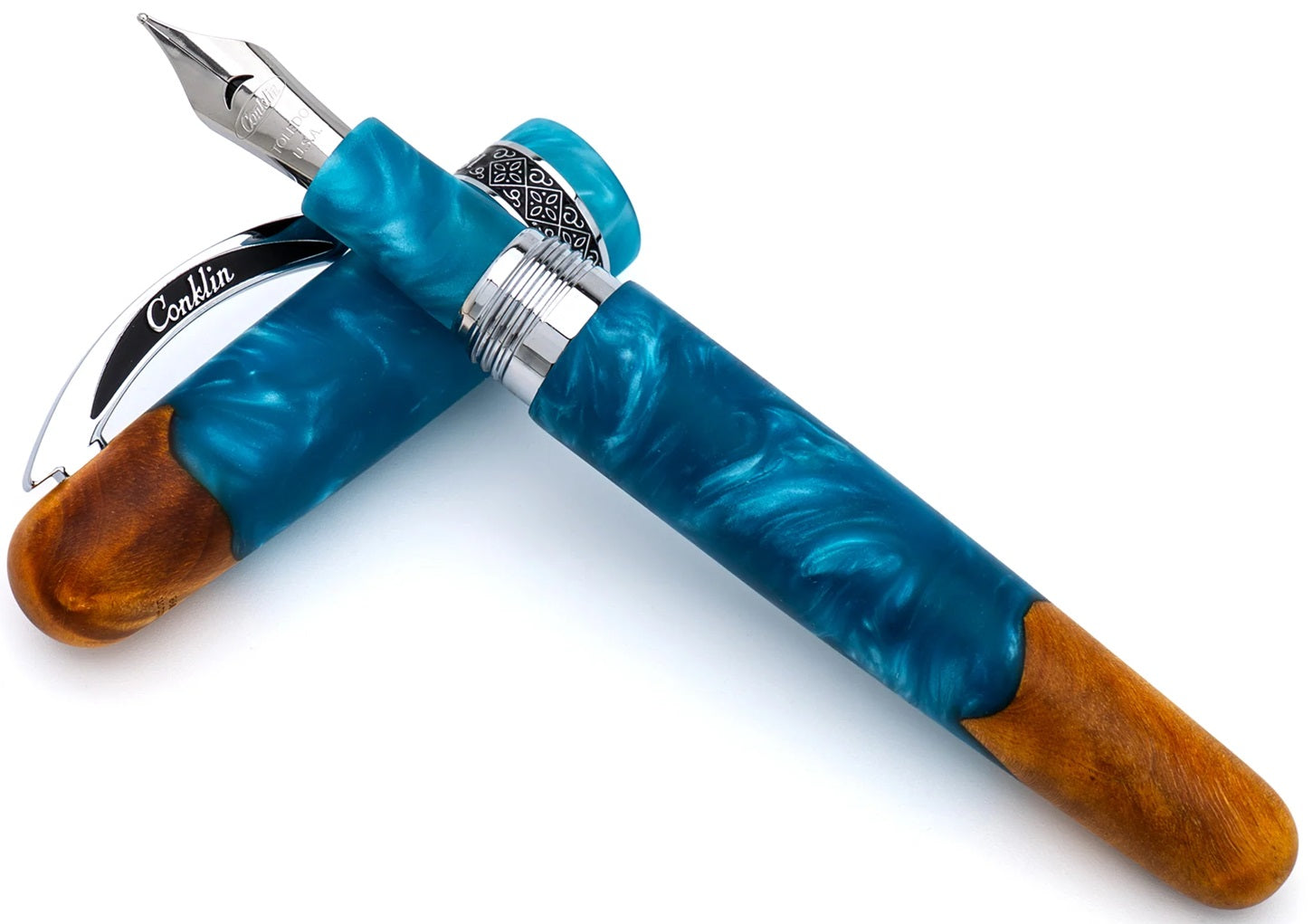 Conklin 1898 Spectra Fusion Fountain Pen - Blue with Chrome Trim Limited Edition - Blesket Canada