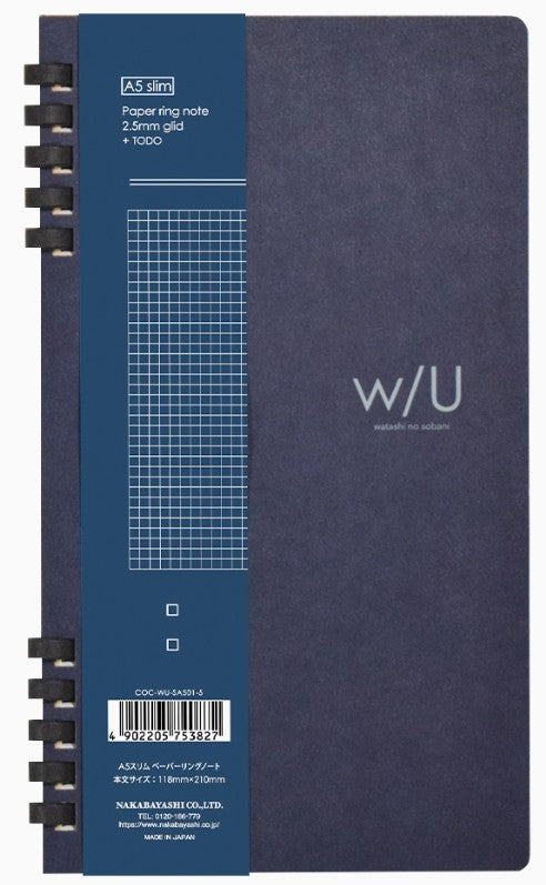 NAKABAYASHI W/U Slim Notebook A5 Grid – Navy - Blesket Canada