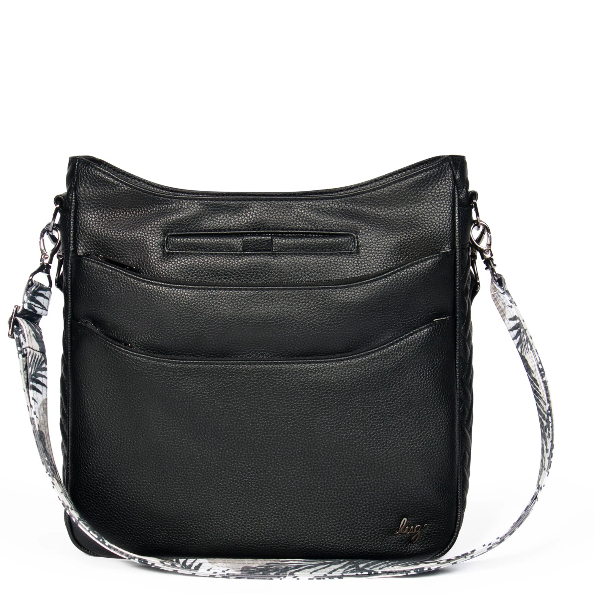 Lug Cable Car Vegan Leather Crossbody - Black/Abstract Ferns Strap - Blesket Canada
