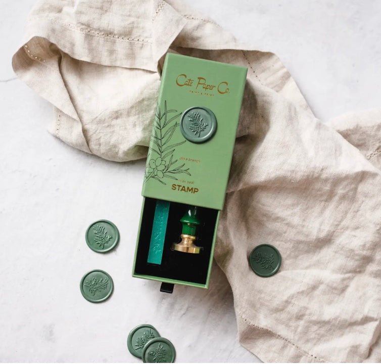 Cate Paper Co - Wax Seal Stamp and Wax Stick Set – Olive Branch - Blesket Canada