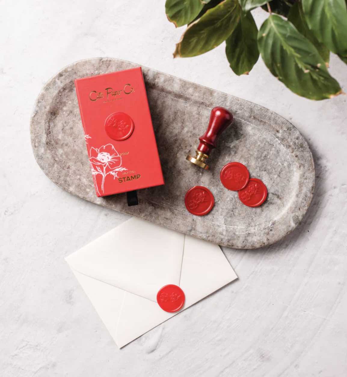 Cate Paper Co - Wax Seal Stamp and Wax Stick Set – Poppy - Blesket Canada