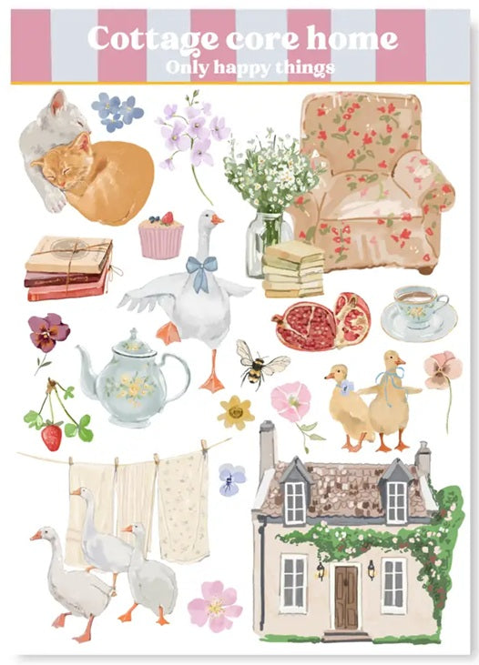 Only Happy Things Stationery Sticker Sheet - Cottage Core Home - Blesket Canada