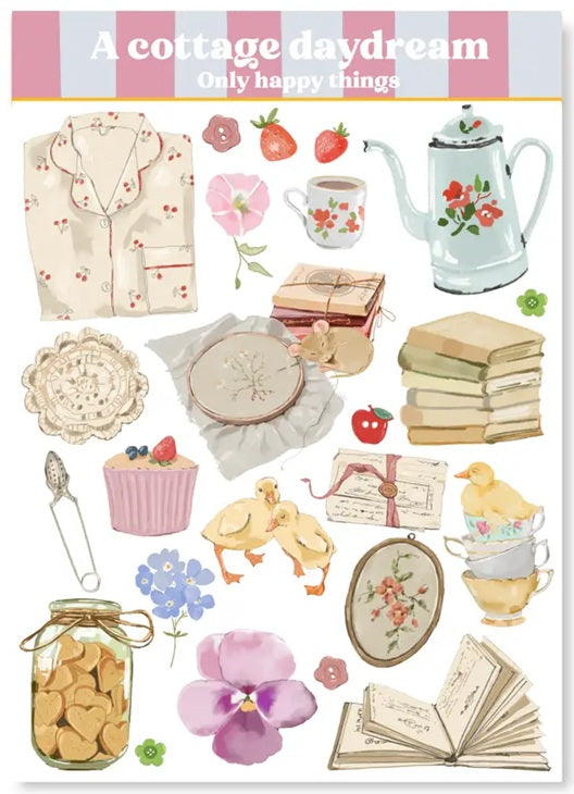 Only Happy Things Stationery Sticker Sheet - A Cottage Daydream - Blesket Canada