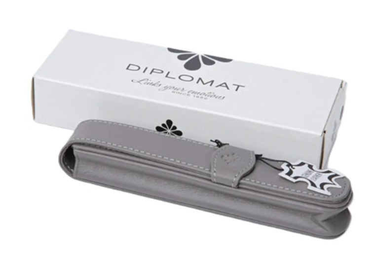 Diplomat Leather Single Pen Pouch – Grey - Blesket Canada
