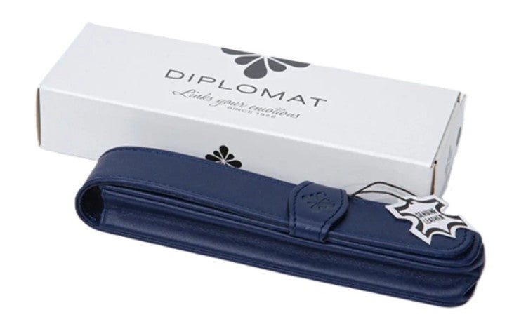 Diplomat Leather Single Pen Pouch – Blue - Blesket Canada