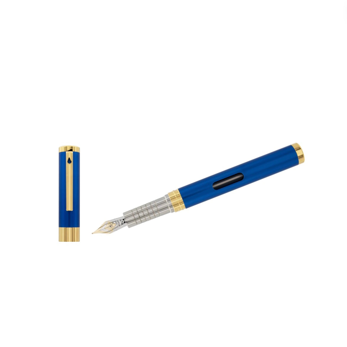 Diplomat Nexus Blue with Gold Trims Fountain Pen 14kt Gold Nib - BLESKET CANADA