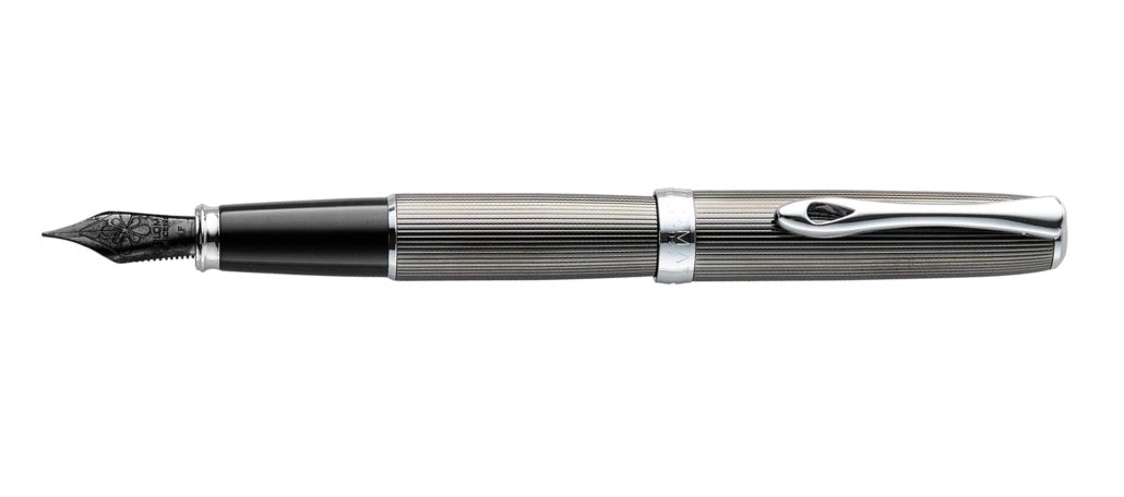 Diplomat Excellence A2 Guilloche Black/Chrome Fountain Pen - Blesket Canada