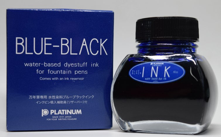 Platinum Waterbased Dyestuff Fountain Pen Ink 60ml Blue-Black - Blesket Canada